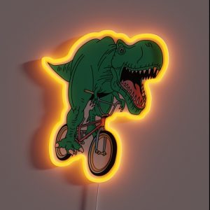 Dinosaur Riding Bike Bmx T Rex Dino Fixie Bicycle Motocross RGB Neon Sign Dinosaur Riding Bike Bmx T Rex Dino Fixie Bicycle Motocross RGB Neon Sign