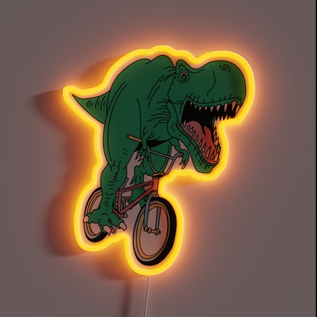 Dinosaur Riding Bike Bmx T Rex Dino Fixie RGB Neon Sign Dinosaur Riding Bike Bmx T Rex Dino Fixie RGB Neon Sign
