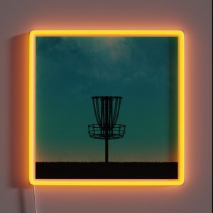 Disc Golf Basket Silhouette RGB Neon Sign