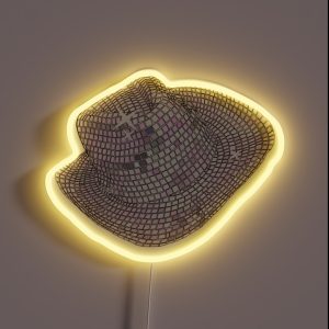 Disco Ball Mirrored Cowgirl Hat RGB Neon Sign