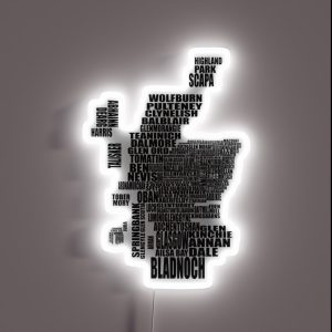 Distillery Map Of Scotland Black RGB Neon Sign