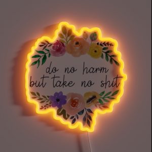 Do No Harm Floral Outline RGB Neon Sign