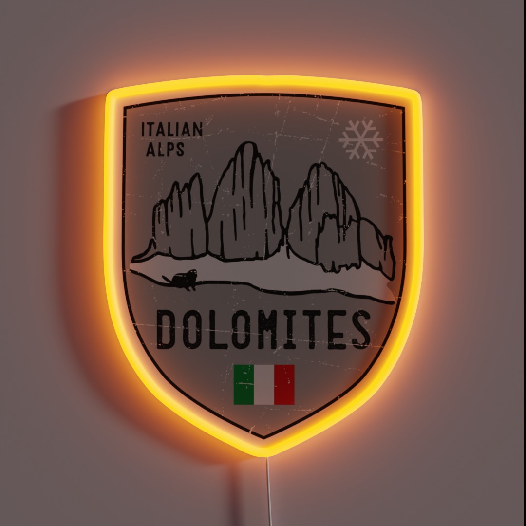 Dolomites Mountain Italy Emblem RGB Neon Sign Dolomites Mountain Italy Emblem RGB Neon Sign
