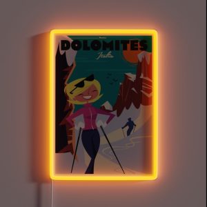 Dolomites Ski Poster RGB Neon Sign Dolomites Ski Poster RGB Neon Sign