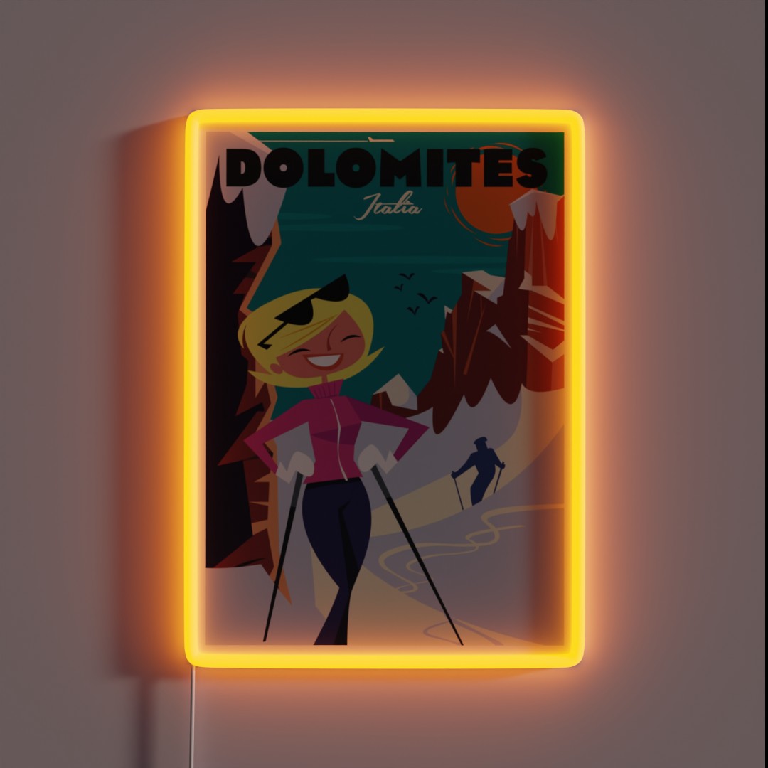 Dolomites Ski Poster RGB Neon Sign Dolomites Ski Poster RGB Neon Sign