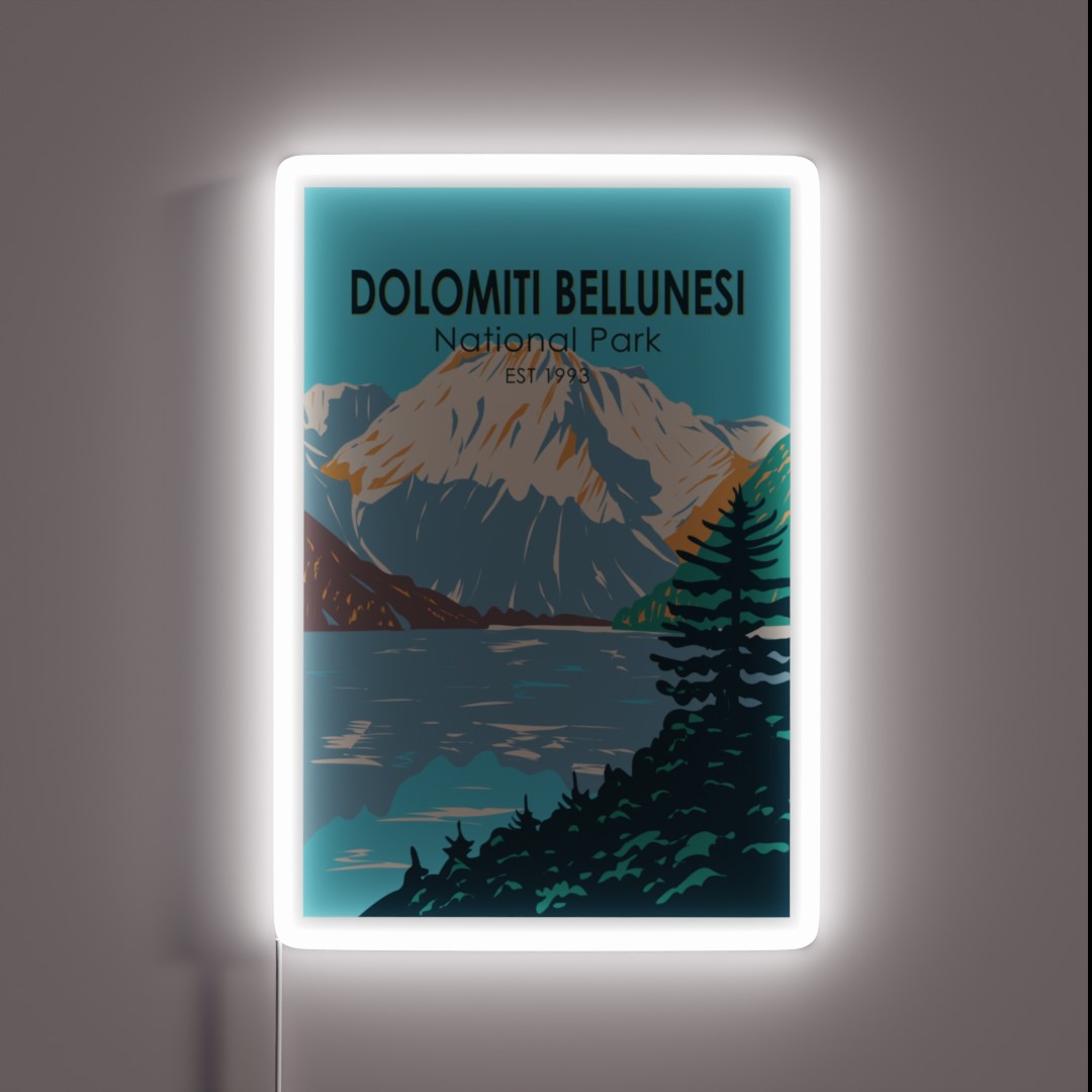 Dolomiti Bellunesi National Park Italy Vintage RGB Neon Sign Dolomiti Bellunesi National Park Italy Vintage RGB Neon Sign