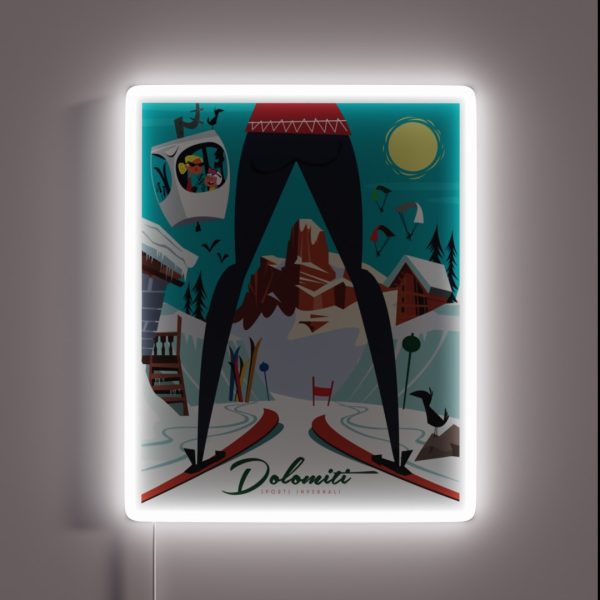 Dolomiti Ski Poster RGB Neon Sign