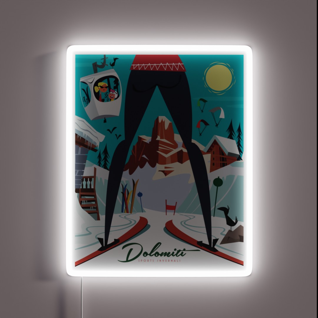 Dolomiti Ski Poster RGB Neon Sign Dolomiti Ski Poster RGB Neon Sign