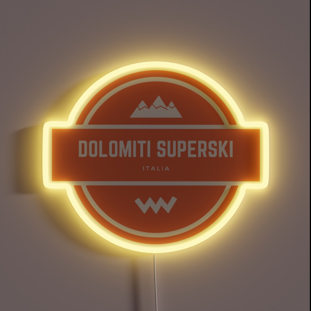 Dolomiti Superski Italy Mountain Snowboard RGB Neon Sign