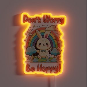 Don T Worry Be Hoppy Retro Bunny RGB Neon Sign Don T Worry Be Hoppy Retro Bunny RGB Neon Sign