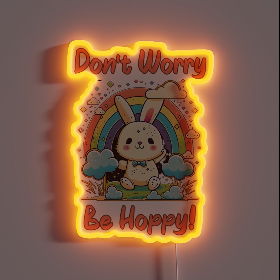 Don T Worry Be Hoppy Retro Bunny RGB Neon Sign Don T Worry Be Hoppy Retro Bunny RGB Neon Sign