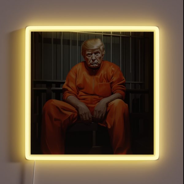 Donald Trump Behind Bars Hilarious Cartoon RGB Neon Sign