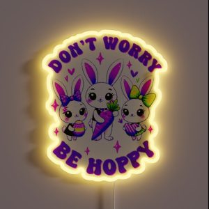 Dont Worry Be Hoppy Easter RGB Neon Sign Dont Worry Be Hoppy Easter RGB Neon Sign