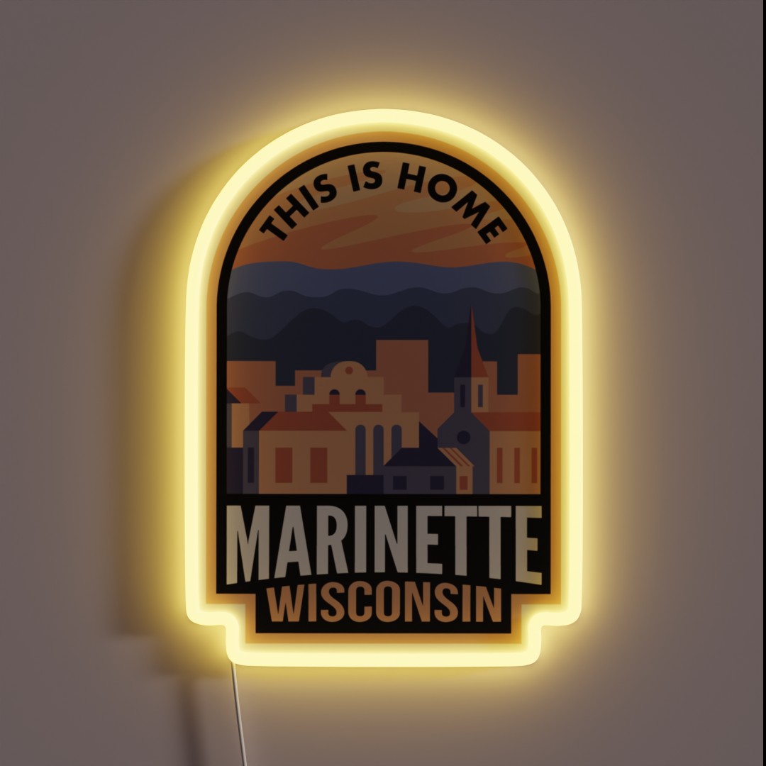 Downtown Marinette Wisconsin This Is Home RGB Neon Sign Downtown Marinette Wisconsin This Is Home RGB Neon Sign