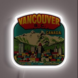 Downtown Vancouver BC Vintage Travel Decal RGB Neon Sign