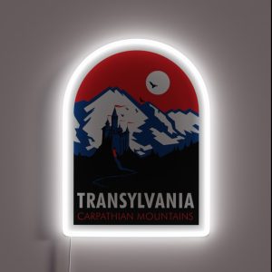 Dracula Transylvanian Travel Poster RGB Neon Sign