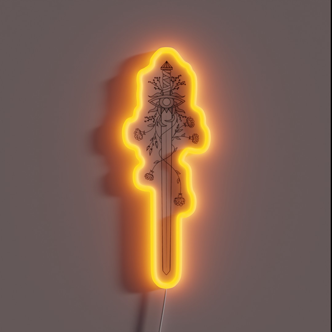 Dragon Age Inquisition Sword With Flowers RGB Neon Sign Dragon Age Inquisition Sword With Flowers RGB Neon Sign
