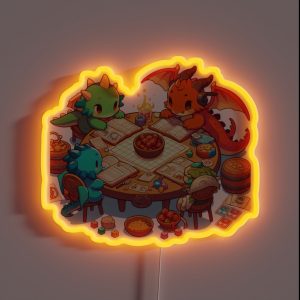 Dragons Playing Dnd RGB Neon Sign
