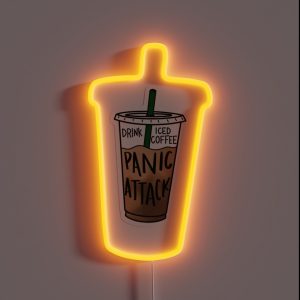 Drink Iced Coffee Panic Attack RGB Neon Sign Drink Iced Coffee Panic Attack RGB Neon Sign