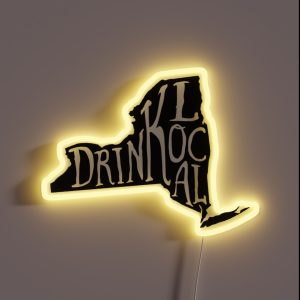 Drink Local New York State Outline Craft Beer RGB Neon Sign Drink Local New York State Outline Craft Beer RGB Neon Sign