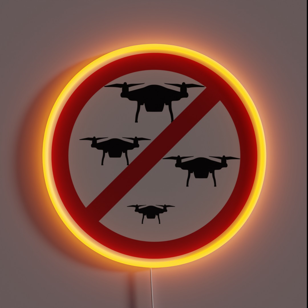Drone Prohibition Sign RGB Neon Sign Drone Prohibition Sign RGB Neon Sign