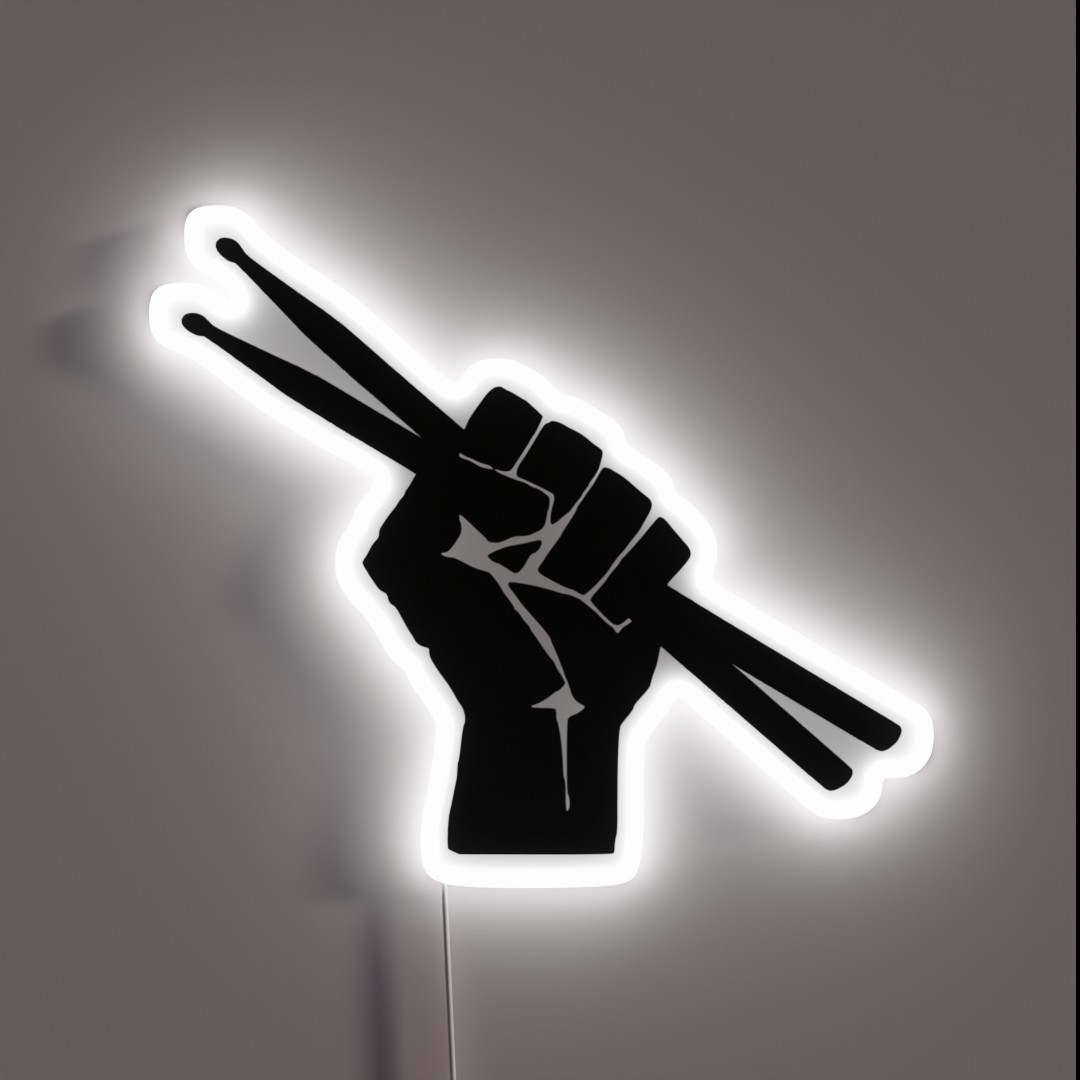 Drummer Fist With Drumsticks RGB Neon Sign Drummer Fist With Drumsticks RGB Neon Sign