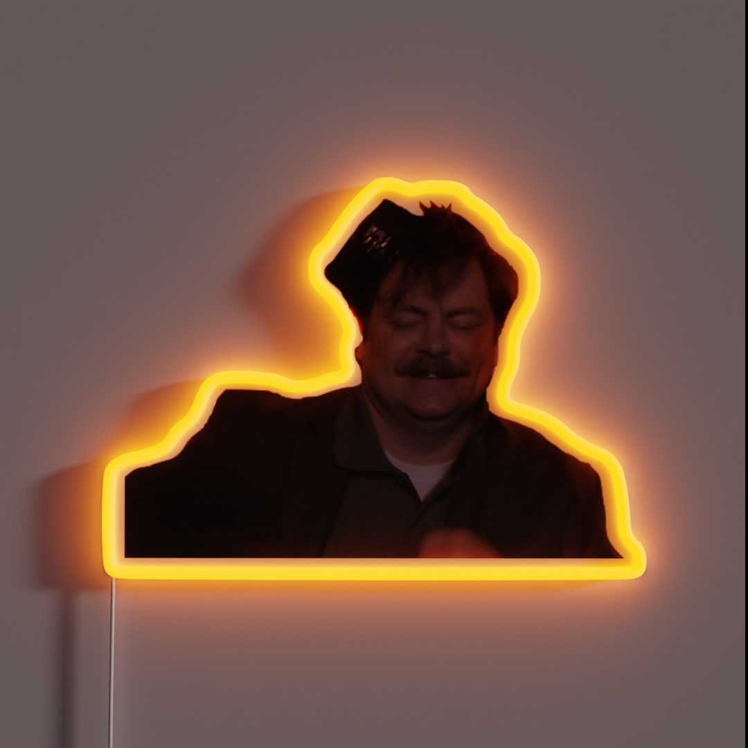 Drunk Ron Swanson RGB Neon Sign Drunk Ron Swanson RGB Neon Sign