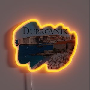 Dubrovnik View Of Beach And Old Town RGB Neon Sign