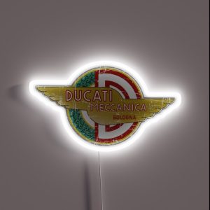 Ducati Meccanica Vintage Distressed Logo Type 2 RGB Neon Sign