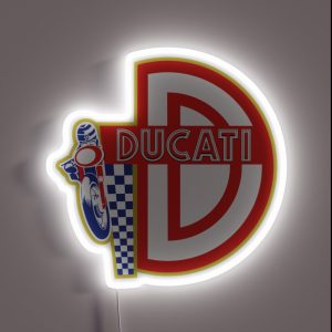 Ducati Moto Retro Vintage Servizio Logo RGB Neon Sign
