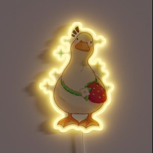 Duck With Strawberry Bag RGB Neon Sign