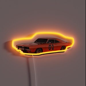 Dukes Of Hazard General Lee Car Print RGB Neon Sign Dukes Of Hazard General Lee Car Print RGB Neon Sign