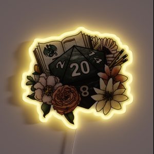 Dungeon Master D20 Tabletop Gaming Dice RGB Neon Sign