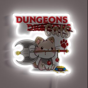 Dungeons And Cats Dnd Dungeons And Dragons Dandd RGB Neon Sign