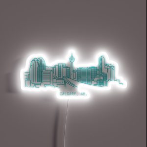 Early 2000 S Calgary Skyline RGB Neon Sign
