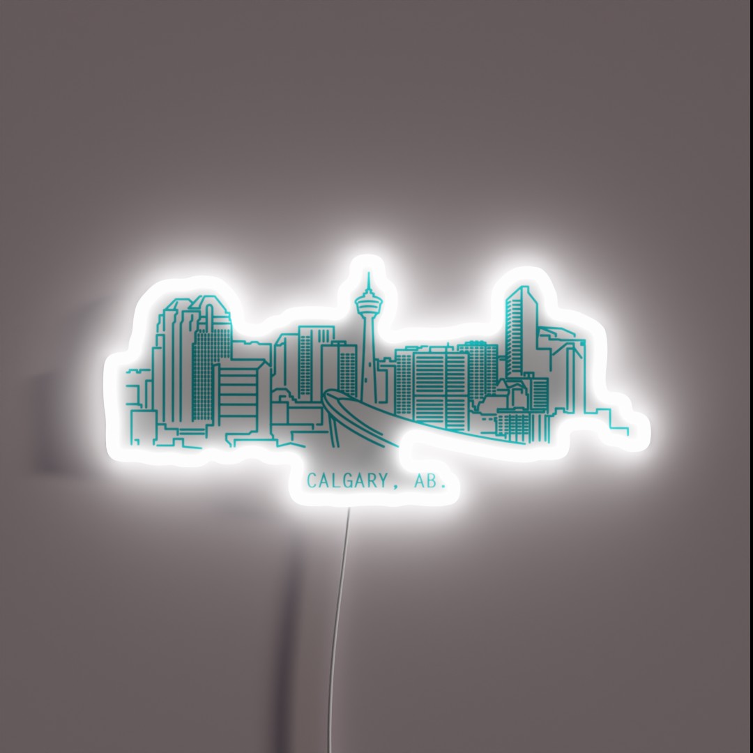 Early 2000 S Calgary Skyline RGB Neon Sign Early 2000 S Calgary Skyline RGB Neon Sign