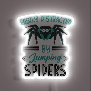 Easily Distracted By Jumping Spiders Arachnid Spider Lover RGB Neon Sign Easily Distracted By Jumping Spiders Arachnid Spider Lover RGB Neon Sign