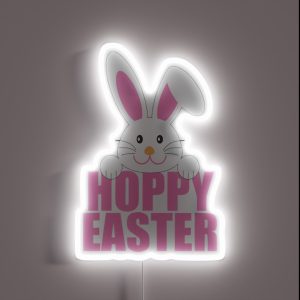 Easter Bunny Pun Hoppy Easter RGB Neon Sign Easter Bunny Pun Hoppy Easter RGB Neon Sign