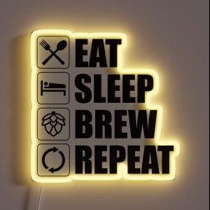 Eat Sleep Brew Repeat Funny Beer Home Brewing RGB Neon Sign