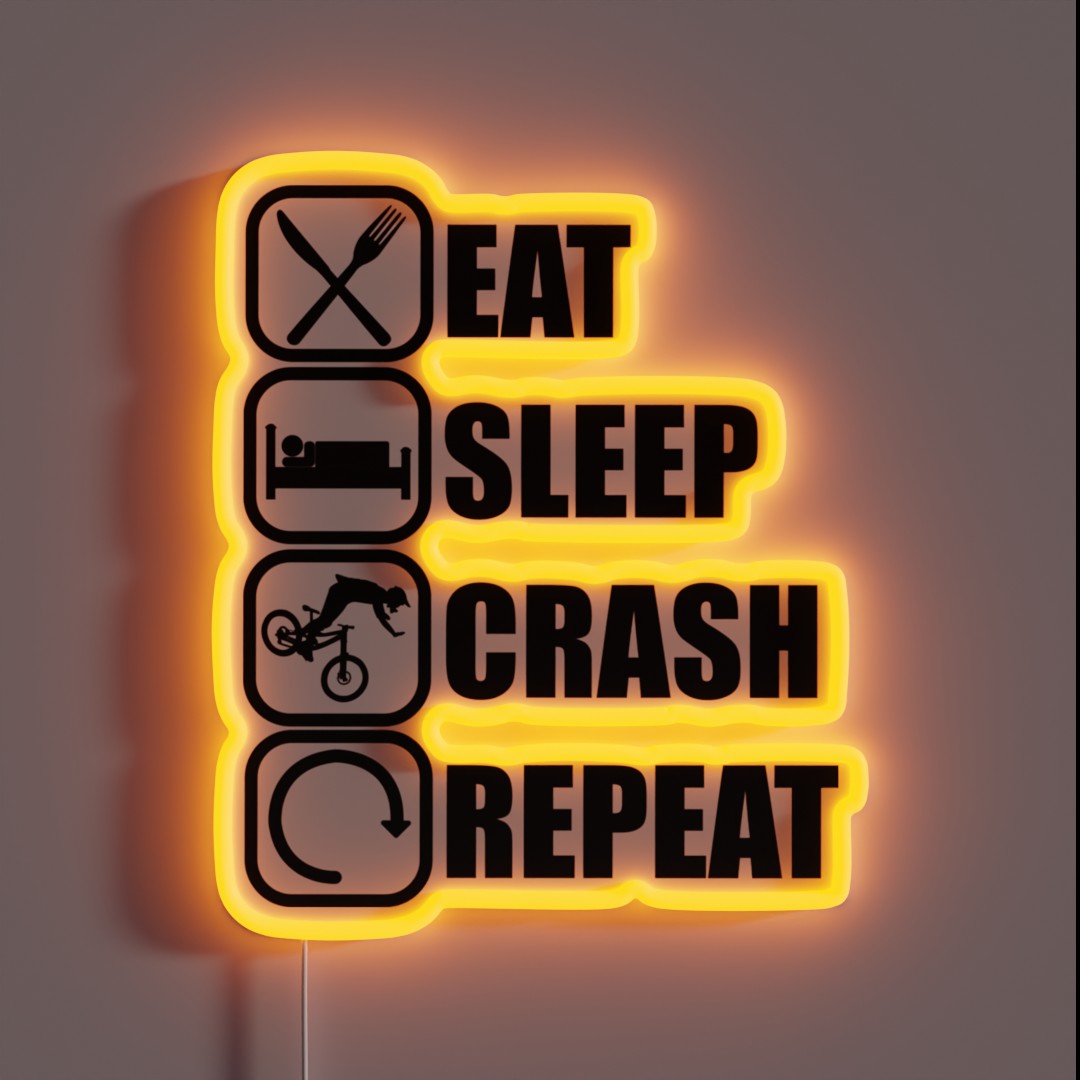 Eat Sleep Crash Repeat RGB Neon Sign Eat Sleep Crash Repeat RGB Neon Sign