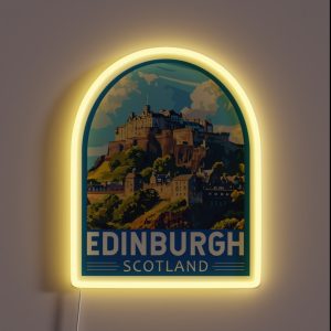Edinburgh Scotland Travel Art Emblem RGB Neon Sign