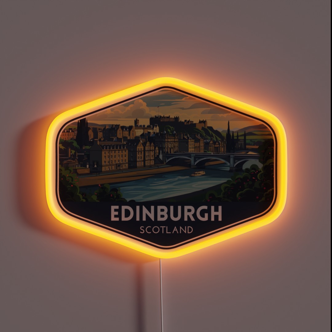 Edinburgh Scotland Travel Art RGB Neon Sign Edinburgh Scotland Travel Art RGB Neon Sign