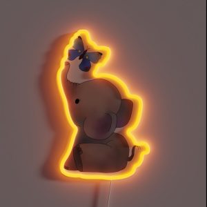 Elephant With A Butterfly RGB Neon Sign