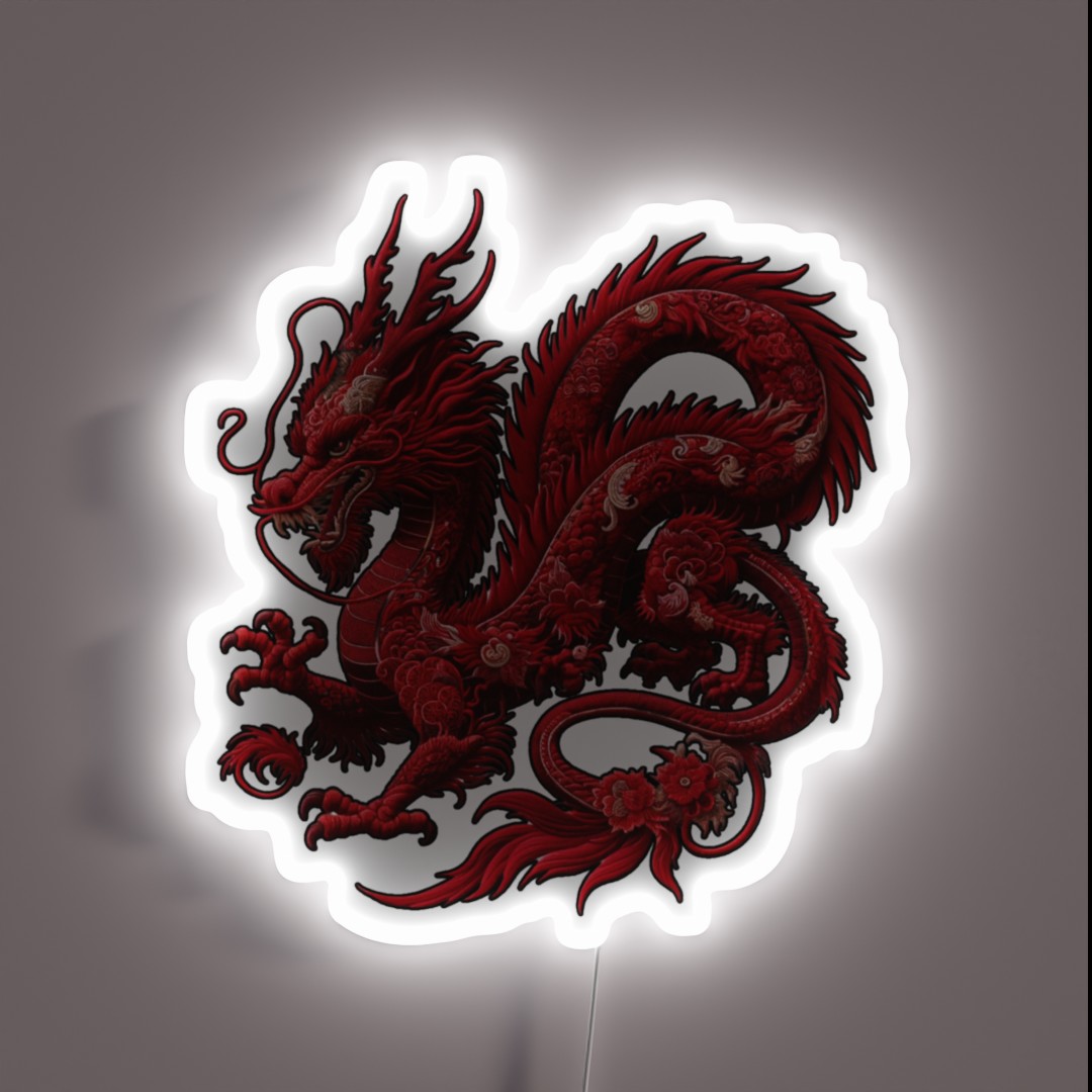 Embroidered Red Chinese European Dragon RGB Neon Sign Embroidered Red Chinese European Dragon RGB Neon Sign