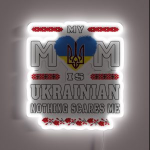 Embroidery Trident Heart Ukrainian Flag Mama Mommy Mom Bruh RGB Neon Sign