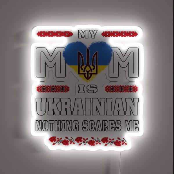Embroidery Trident Heart Ukrainian Flag Mama RGB Neon Sign