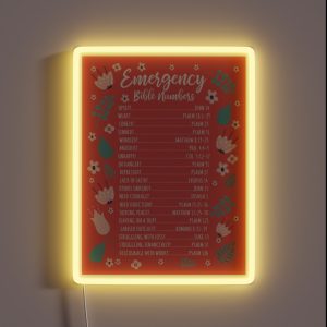 EMERGENCY BIBLE NUMBERS FLORAL RGB Neon Sign EMERGENCY BIBLE NUMBERS FLORAL RGB Neon Sign