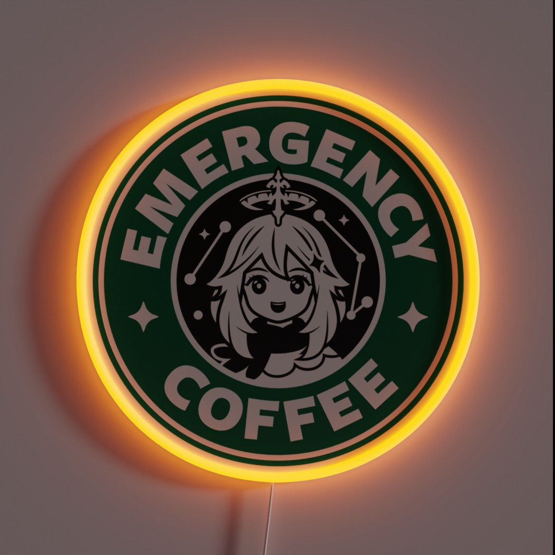 Emergency Coffee Genshin Impact Paimon RGB Neon Sign Emergency Coffee Genshin Impact Paimon RGB Neon Sign