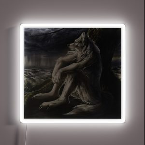 Emo Wolf Sitting RGB Neon Sign