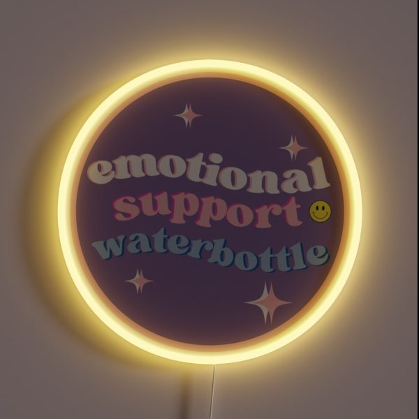 Emotional Support Water Bottle Purple Girly RGB Neon Sign